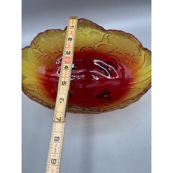 Vtg Amberina Bowl Footed Oval Saw Tooth Serving 10"x6"x5” - Picture 11 of 12